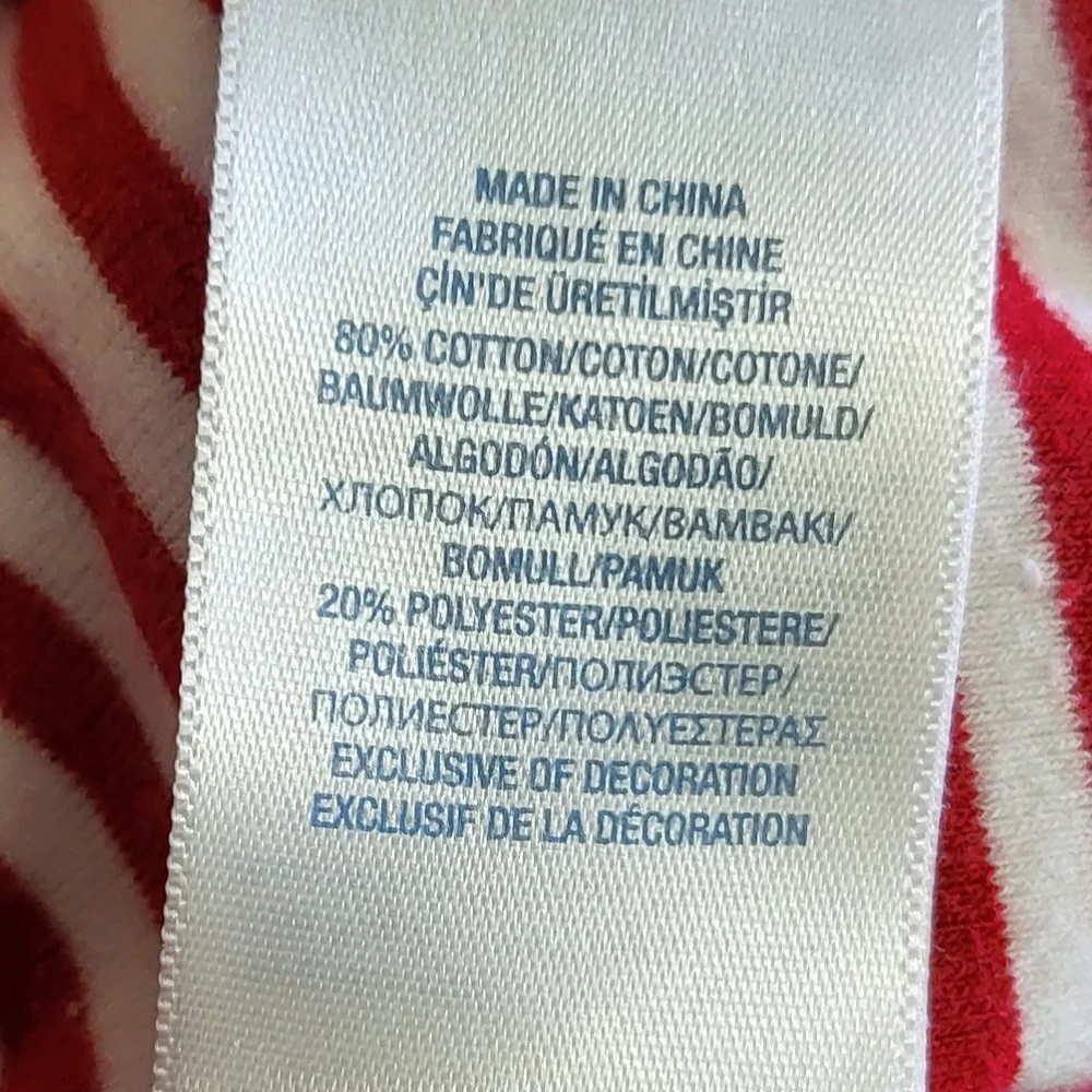Ralph Lauren Girls Red & White Striped Velour Ruffled Neck Footed One Piece 6 Mo